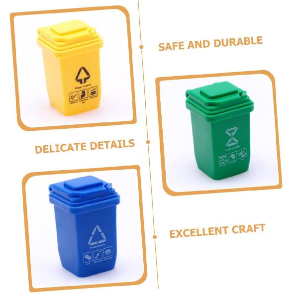 20 Pcs Mini Trash Can Doll House Sorting Garbage Bin Mini House Supplies Doll House Ornament Miniature Garbage Can Early Educational Toys Miniature