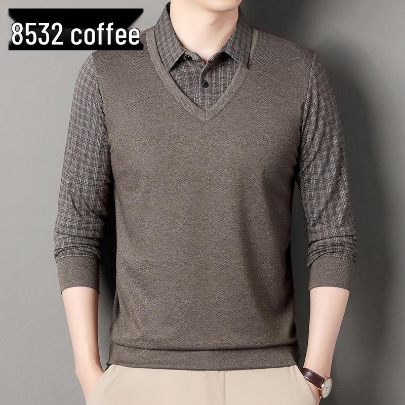 Men's Striped Autumn Cotton Polo - Long Sleeve, Turn-Down Collar, Breathable, Casual Business Shirt