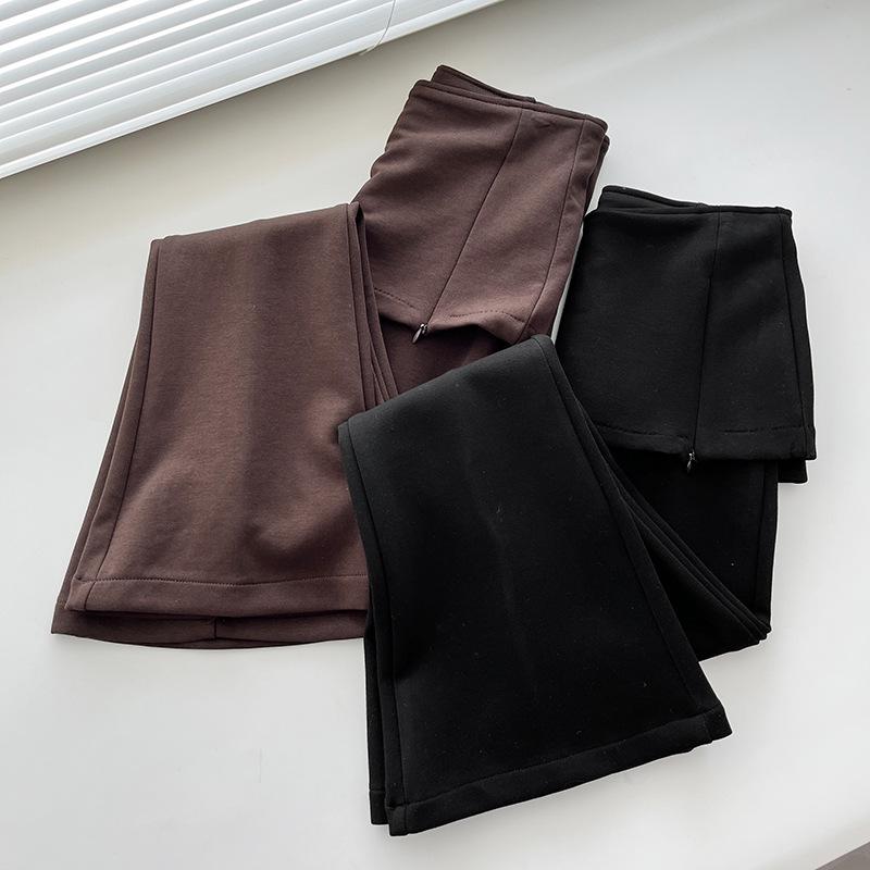 Slim Fit Elastic Knitted Slit Skirt Pants - Women's Short Micro-Flared Style