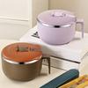 Japanese-style Student Instant Noodle Bowl 304 Stainless Steel 1300 ML Ramen Bowl Handle with Lid Food Serving Bowl School