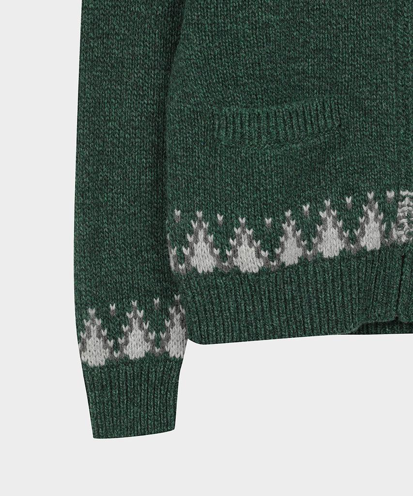 BROOKS BROTHERS Archive Wool Ski Cowichan Full-Zip Sweater (Green) (Bbwwmm3881Jew)