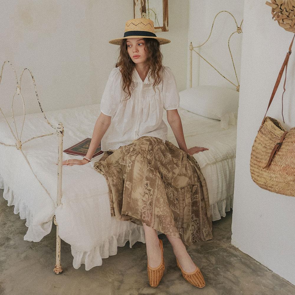 Peulaudeumali Pm_Paisley Tassel Tiered Maxi Skirt_Brown
