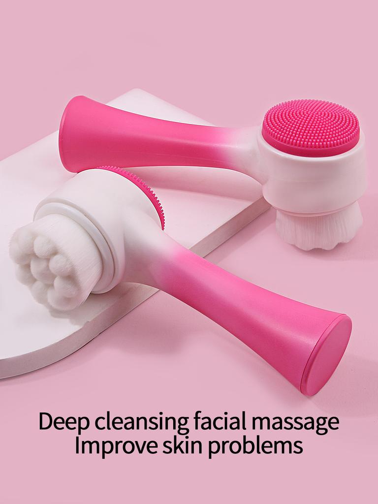 Double-sided Silicone Facial Cleansing Brush, Soft-bristled Facial Cleansing Brush, Gentle and Deep Exfoliating Cleaning Tool