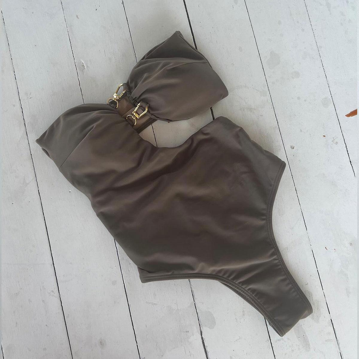 

Купальник на одно плечо Женская купальная одежда 2025 Сексуальные бикини Женский бикини Купальники с вырезами Боди Купальный костюм Пляжная одежда S