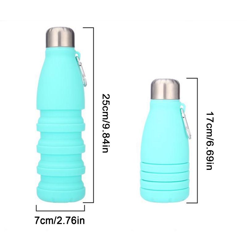 Foldable Bottle With Carabiner Leak Silicone Collapsible Water Bottles Lightweight Active Cups Proof For Outdoor Use Travel 500ml