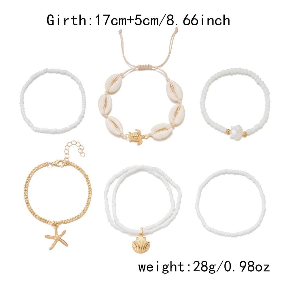 Bohemian Multilayer Shell Bracelets Starfish Wrap Charm Hand Chain New Conch Beaded Bangles Gifts