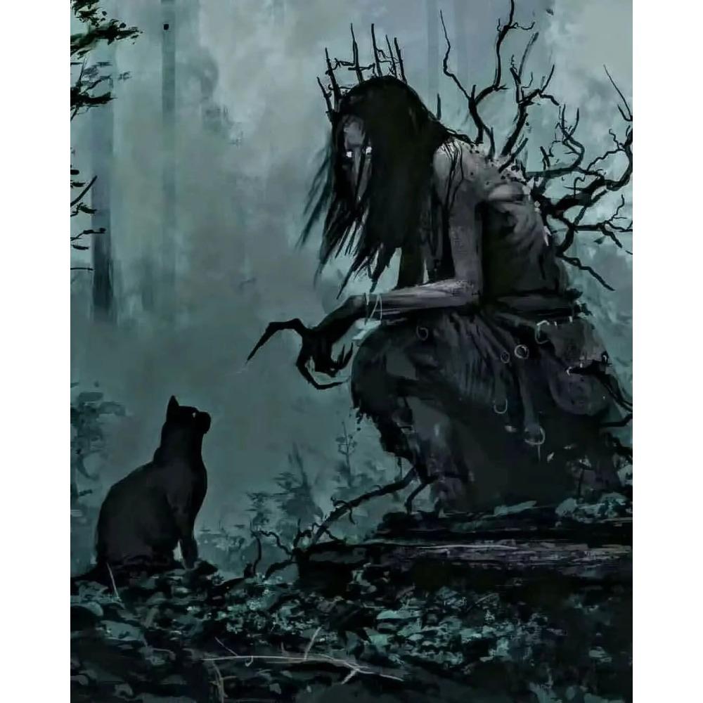 Dark Academia Art The Witch Demon Poster Prints For Living Room Home Decor Magic World Gothic Crow Canvas Painting Wall Art G