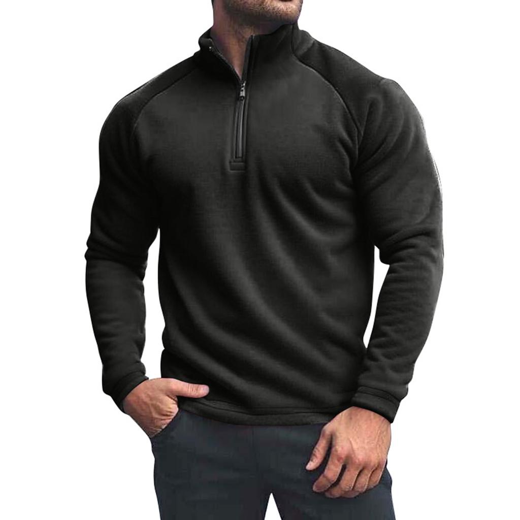 Men's Color Half-Zip Sweatshirt Men's Sports Large Size Casual Pullover Sweatshirt