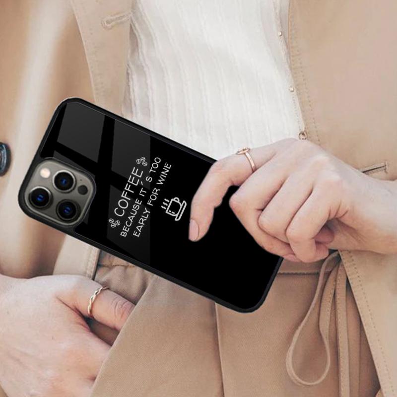 Coffee Its Too Early Black Magnetic Phone Case For APPLE iPhone 17 Air 16 14 13 12 Pro Max 15 Plus Wireless Charge MagSafe Cover