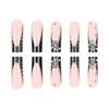 Black French Hollow Press-On Nails with Rhinestones - 24-Piece Set