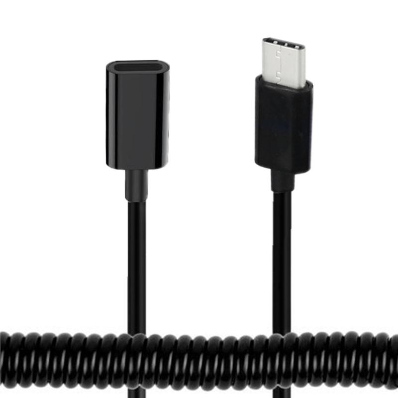 Coiled Fast Speed USB C Female To USB3.1 Male Connector 10Gbps Data Powerful Charging for Type C Devices