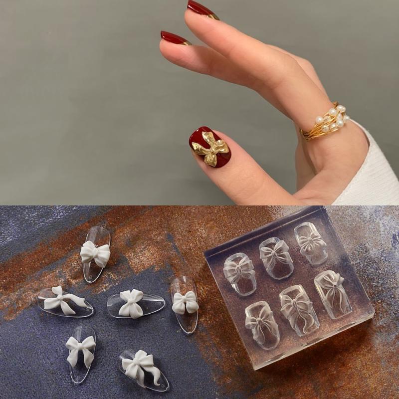 Sweet Bowknot 3D Silicone Nail Mold Heart Nails Templates Diy Nail Art Decoration Stamping Plates Manicure Design Tools