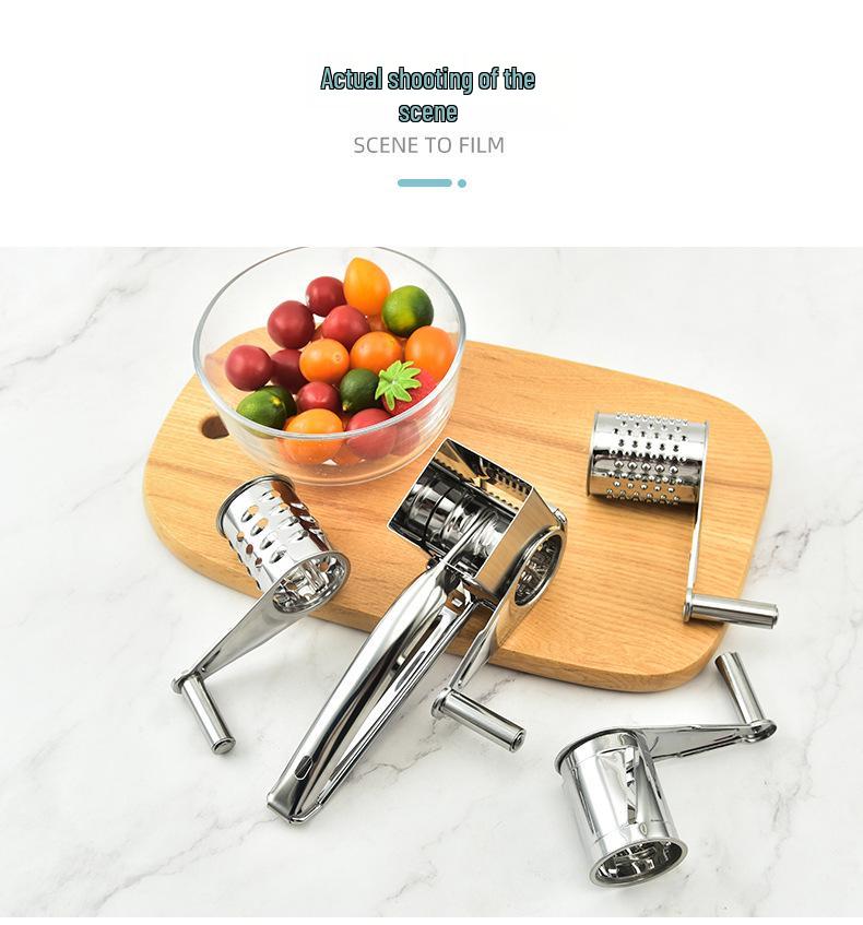 Stainless Steel Hand-Crank Rotary Cheese Grater for Home Use