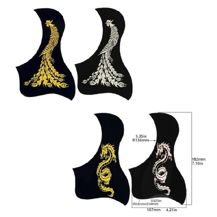 4/8pcs Acoustic Guitar Anti-Scratch Guard Plate Dragon Bird Guitar Pickguard Self Adhesive Scratch Plate Easy Install