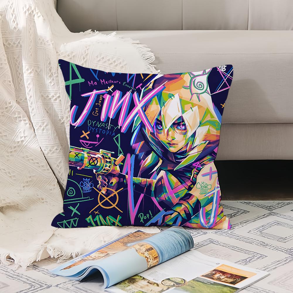 Anime Cartoon J-Jinx Black Pillow Case Office Cushions Suitable For Sofa Car Bedroom Decorative Cushion Cover