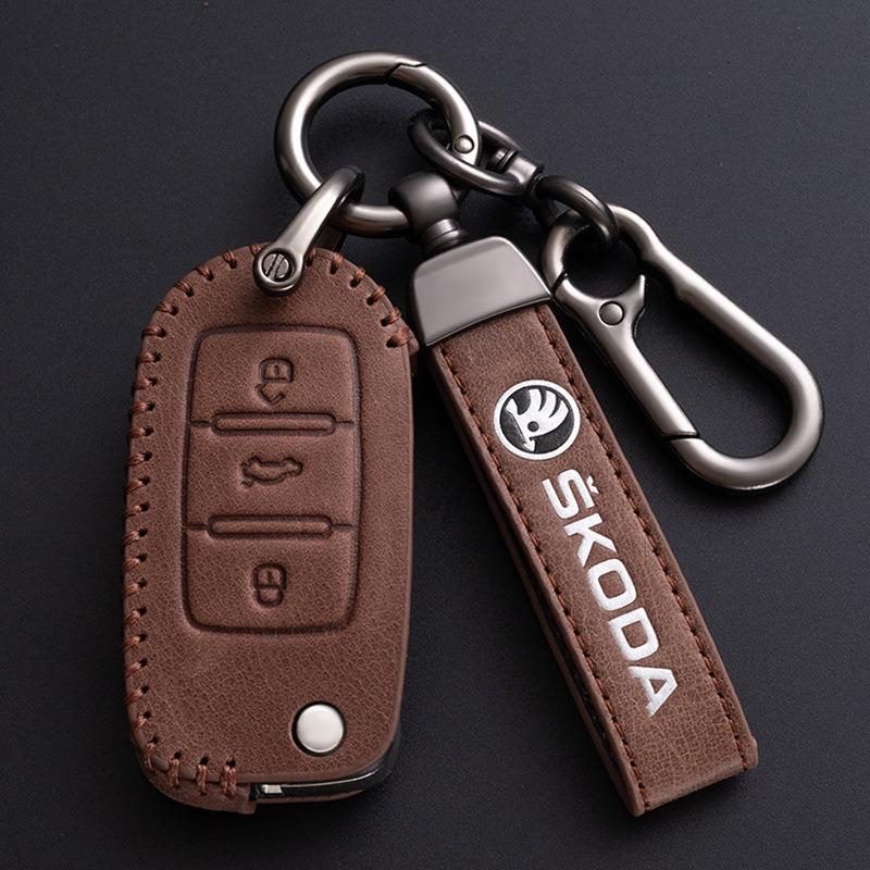 NTHX6 Car Remote Key Fob Case Cover Protector Holder Shell For Skoda Octavia A5 A7 Fabia Superb Kodiaq Karoq Auto Keychain Accessories
