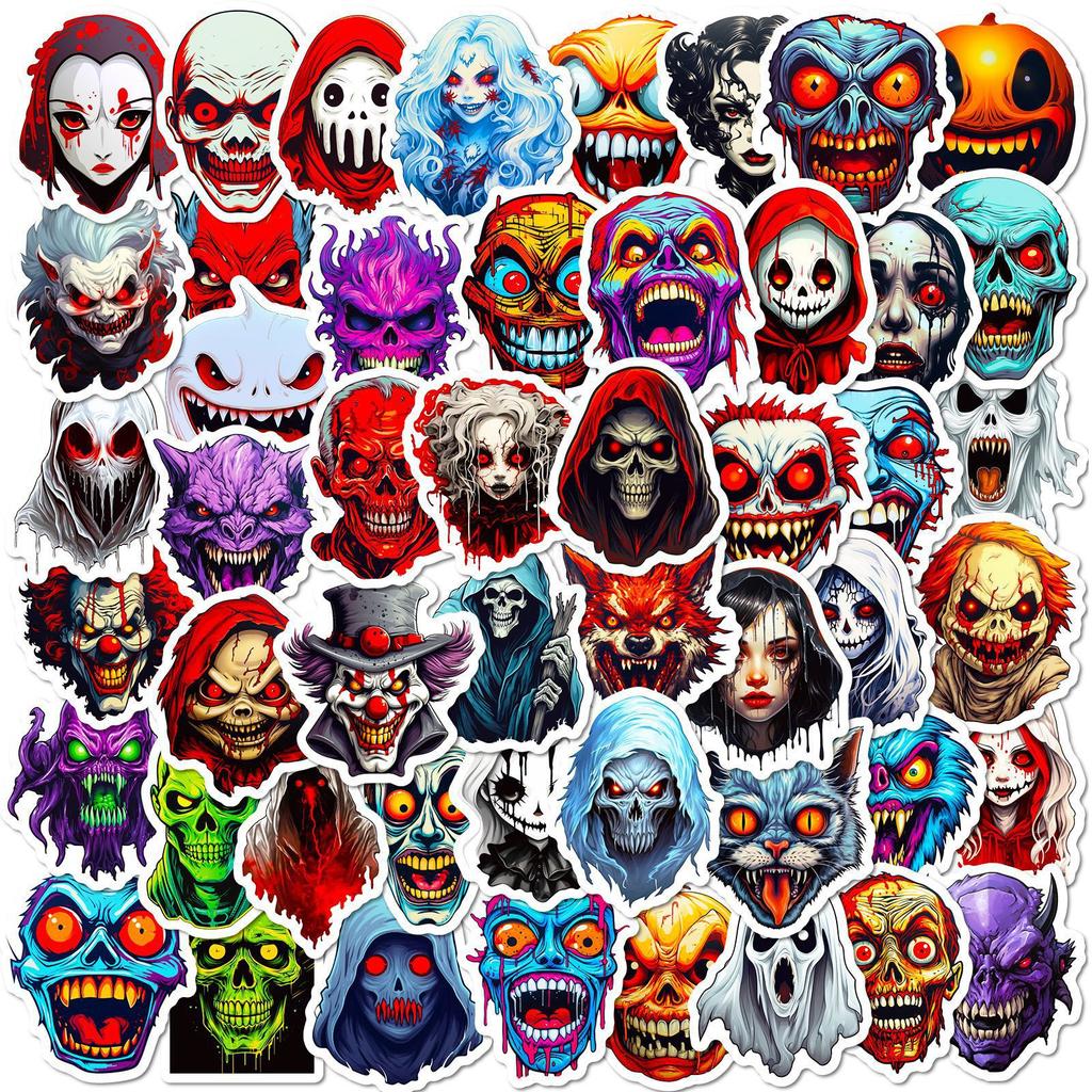 50 Horror Grimace Graffiti Stickers Thriller Skull Halloween Horror Spoof Stickers