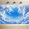 2D Dreamy Blue Sky Clouds Backdrop Kids Birthday Wall Decor Background