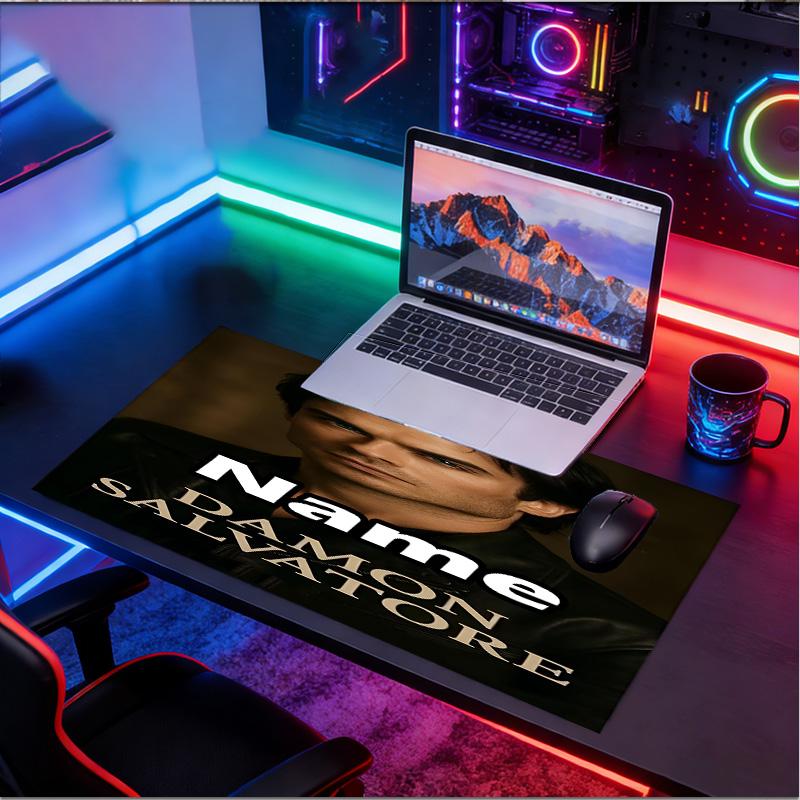 Custom Name Personalized Damon Salvatore Pattern Mousepad, Laptop PC Desk Mat, Decorative Desk Mat for Home Keyboard Pad Gift