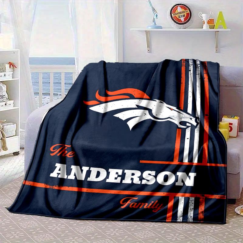 Denver Broncos Coperta Portatile/Coperta Morbida Coperta per Letto Adatta per Viaggi Campeggio Soggiorni Uffici Divani Regali per Fan