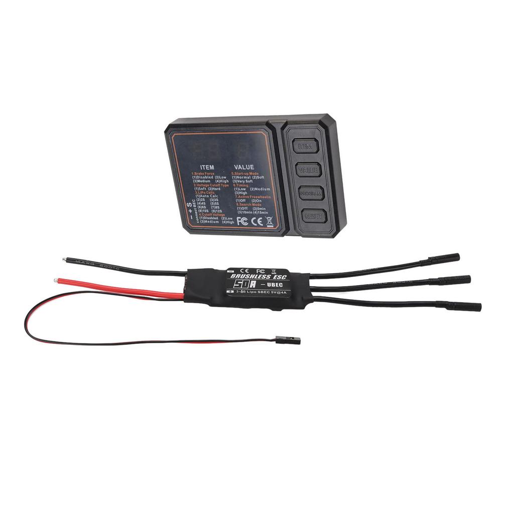 RC Airplane Brushless ESC 50A Electric Speed Controller with Programming Card for Model Aircraft
