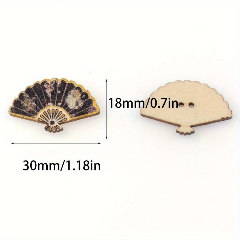 10Pcs Painted Fan Wooden Pendant DIY Crafts Supplies Hanging Ornaments Retro Wood Slices Home Decor.