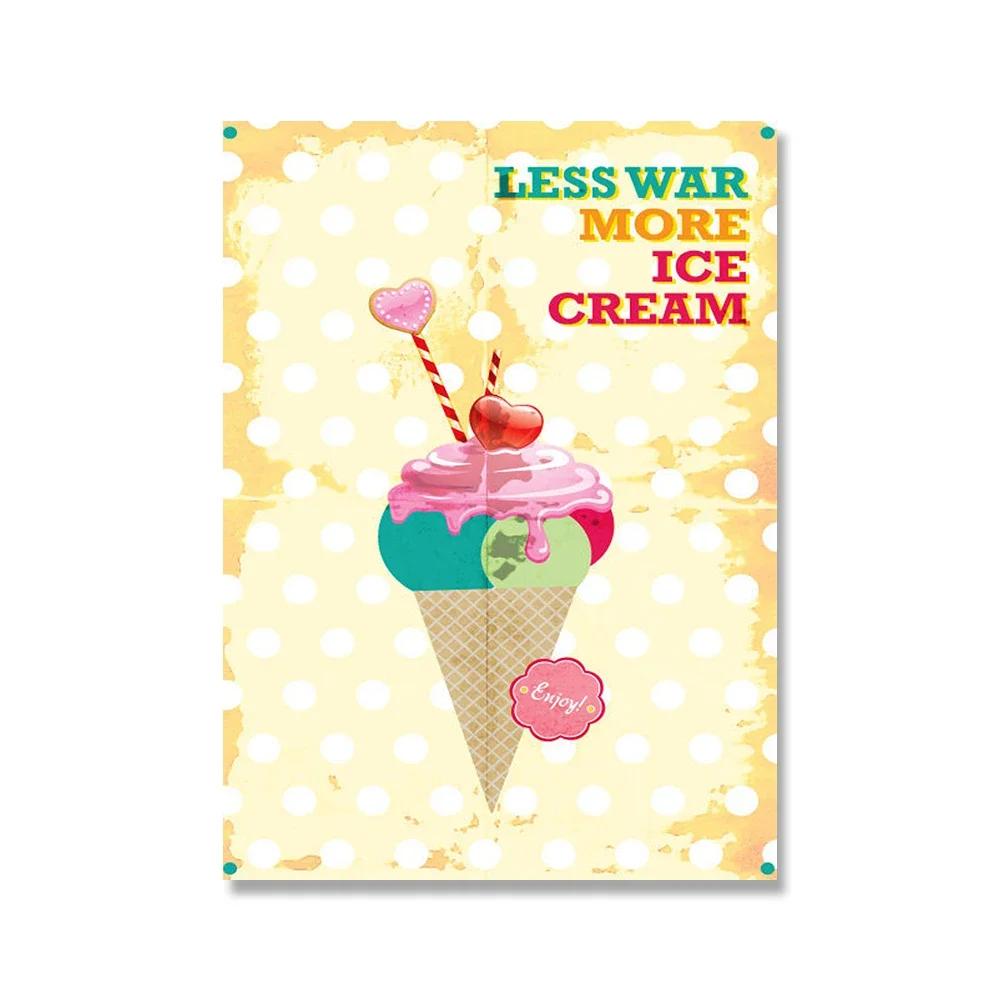 Retro Ice Cream Canvas Art Painting Modern Kitchen Room Decor Posters And Prints Tea Time Fishes Foods Wall Pictures For Kids