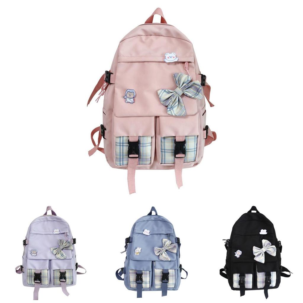 Bow Girls School Backpack With Nylon Material And Laptop Pocket For Elementary And Middle School Students