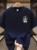 Men's Summer 100 Cotton Fashionable Casual Sports Loose Large Size Color Handprint Round Neck Short Sleeve T-shirt Top