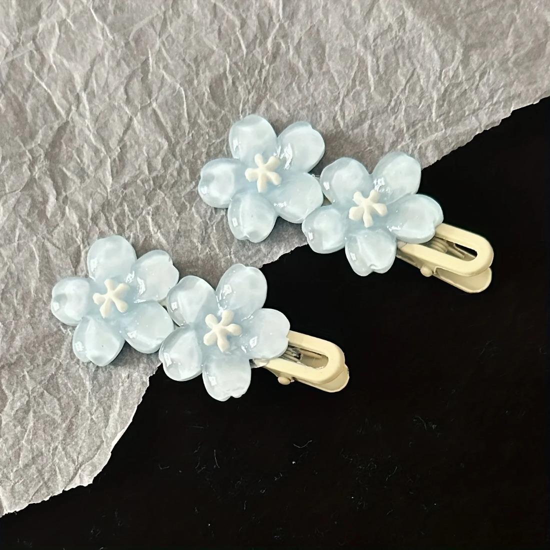 

Cute Five Petal Colorful Duck Clip Women s Flower Pattern Hair Accessories Hair Accessories Hair Clip 2 Pcs синій