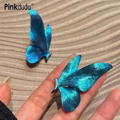 Orecchini a Bottone Farfalla Blu Vintage Pinkddudu Orecchini Minimalisti Eleganti Gioielli per Orecchie Unici Semplici PD2236