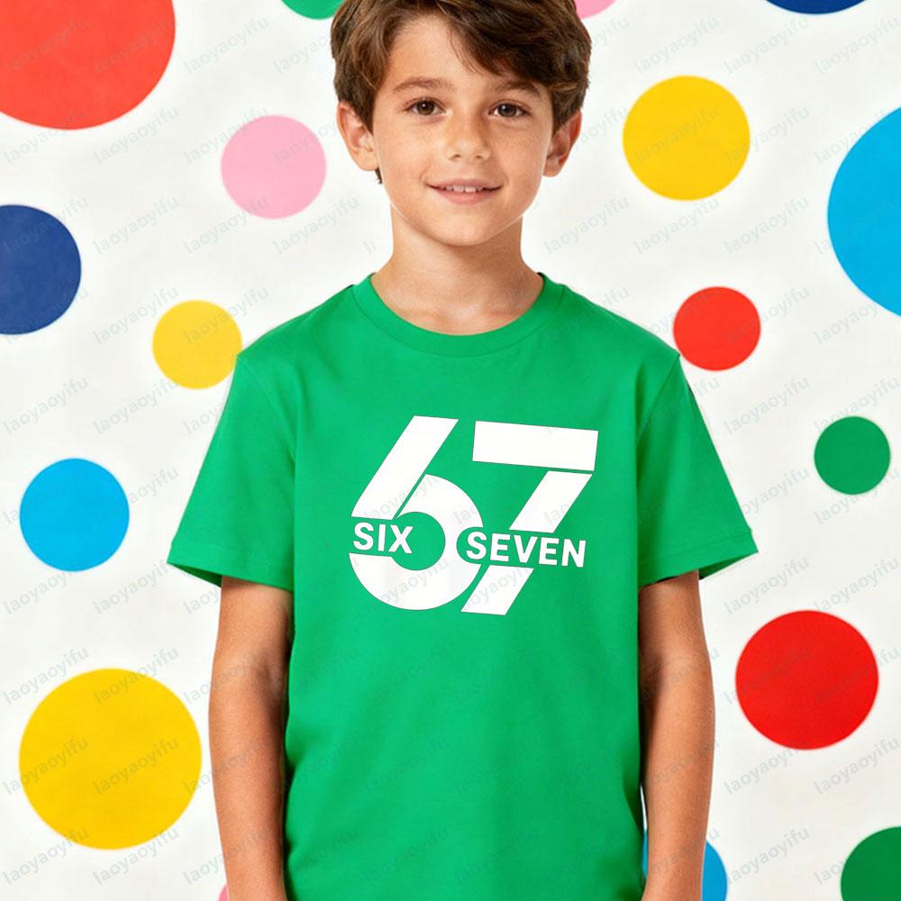 67 Meme Kids TShirt Latest Trendy Style Creative Design Six Seven Number Printed Tshirt Boys Christmas Holiday Tee Xmas Tops