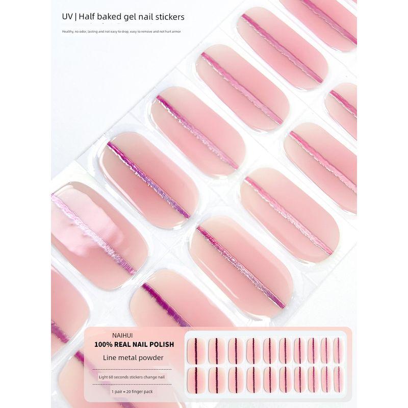 

Второе поколение [Коллекция металлических цветов с гальваническим покрытием] Гелевые фототерапевтические наклейки для ногтей Классические полуотвержденные полузапеченные наклейки для ногтей Белые Line metal powder [20 finger light]]