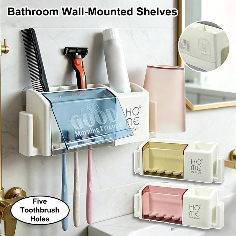 Portable Bathroom Electric Toothbrush Holder Plastic No-Drill Wall Mounted Toothbrush Cup Rack For Washing Cup