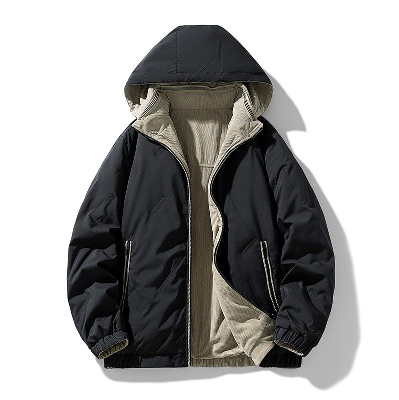 

2025 down jacket men s winter new youth stand-up collar light and warm to wear men s jacket on both sides M чорний