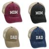 Visors DAD MOM Baseball Hats Mesh Net Sunscreen Hats Washed Distressed Faded Cap  for Man Women