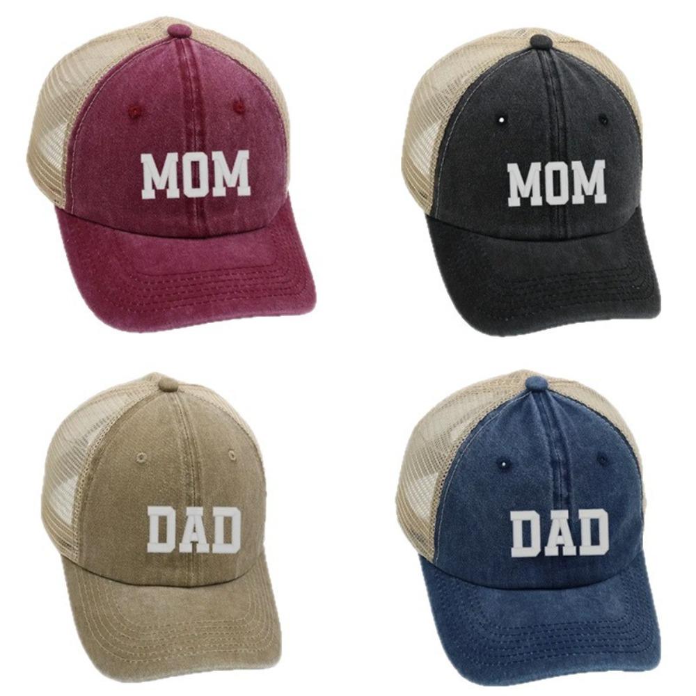 Visors DAD MOM Baseball Hats Mesh Net Sunscreen Hats Washed Distressed Faded Cap  for Man Women
