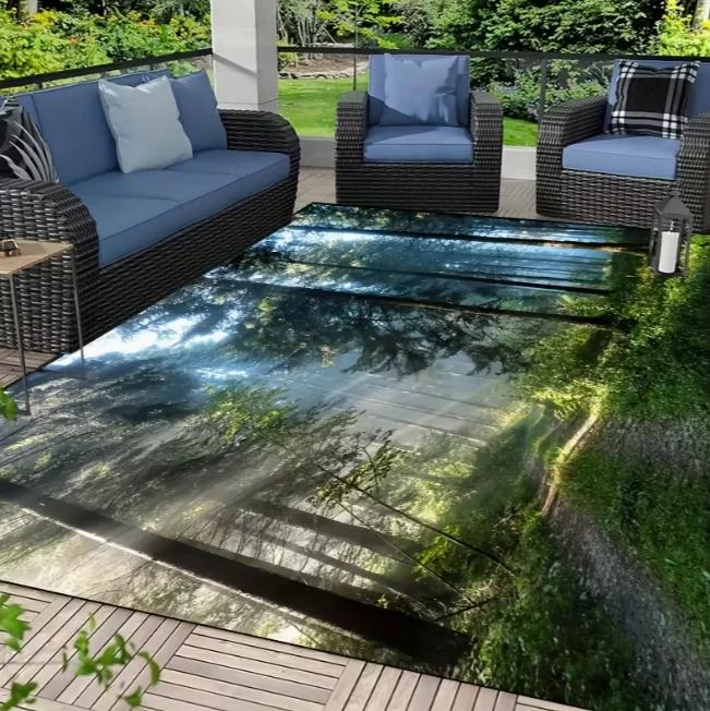 Forest Scenery Anti Slip Floor Mat Suitable for Indoor Outdoor Living Room Bedroom Garden Courtyard Decoration Home Decoration