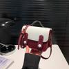 Chic Stylish Color Block Pu Small Shoulder Bag For Women Trendy Crossbody Handbag