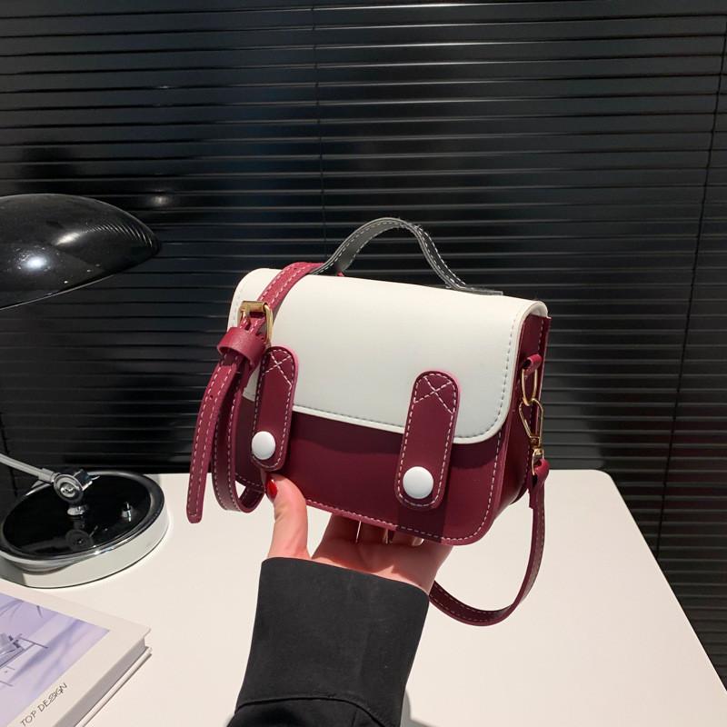 Chic Stylish Color Block Pu Small Shoulder Bag For Women Trendy Crossbody Handbag