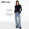 Jinyujie Women's S241JE397Y High-Waist Relaxed Straight-Leg Jeans