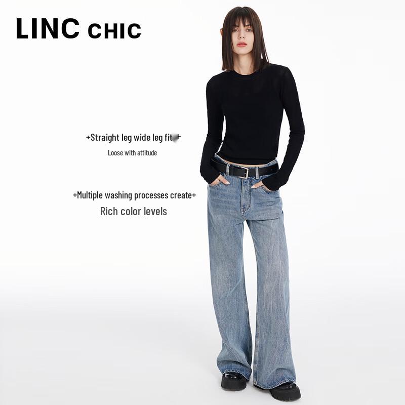 Jin Yujie Women's High-Waist Lightweight 100% Cotton Straight Jeans