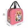 Corgi Watercolor Insulated Lunch Bag for Women Kids Portable Food Boxes Thermal Lunch Box Tote