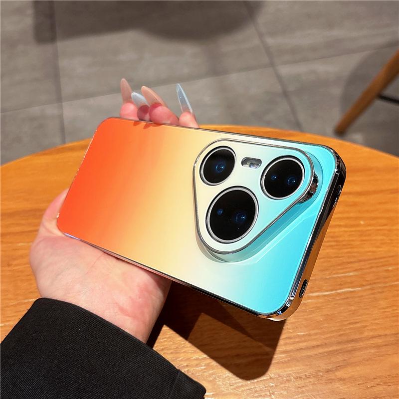 Applicable to Huawei second change Pura90Promax gradual change mobile phone case Pura80 protective case 70 all-inclusive fine hole Aurora