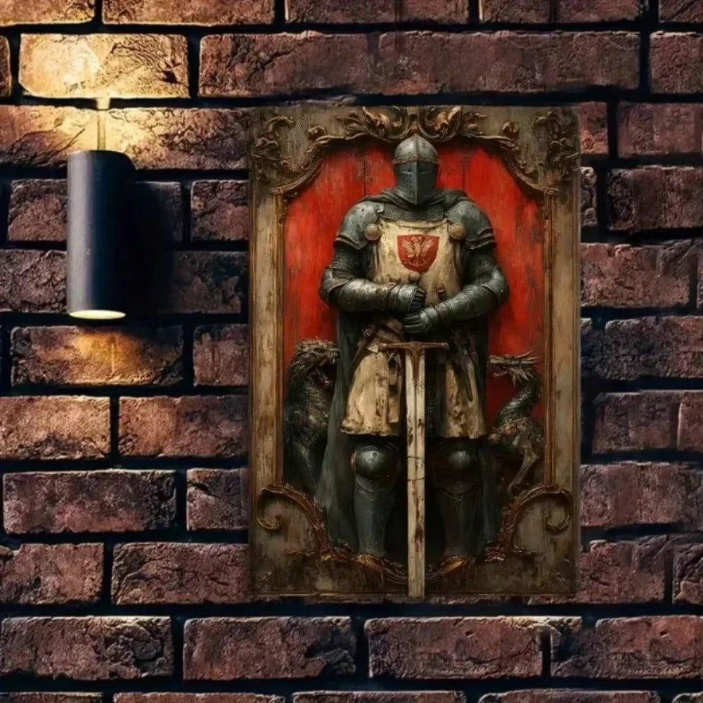 Vintage Knight Iron Wall Art Retro Metal Tin Sign Home Decor Plaque