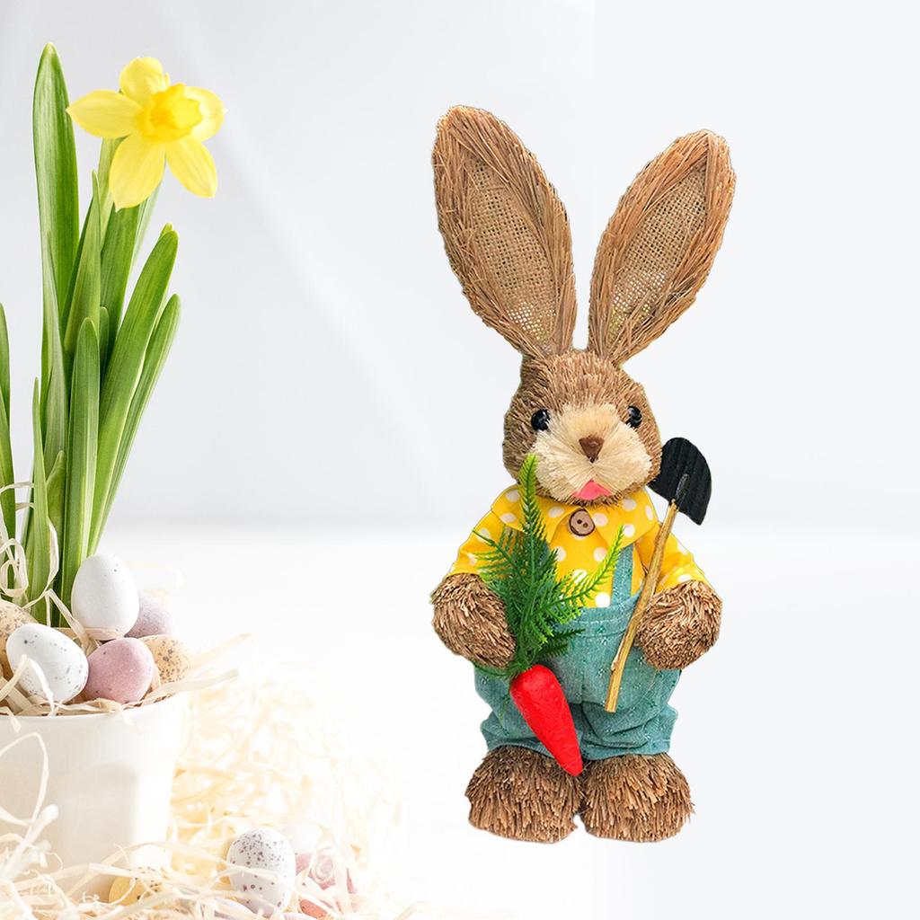 Easter Bunny Figurine Easter Gift Cute Ornament for Yard Cabinet Living Room
