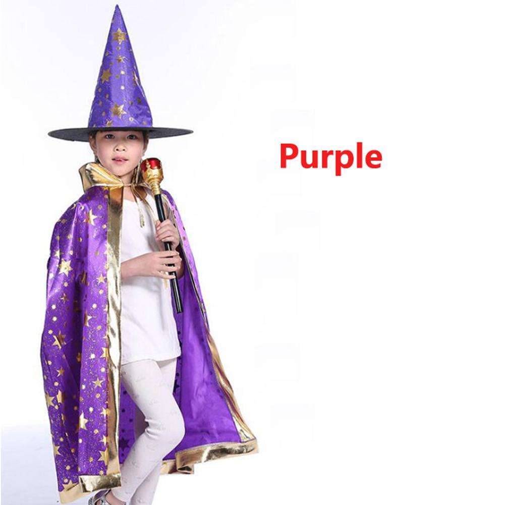 2Pcs/Set Children Halloween Chrismas Party Cosplay Costume Star Wizer Cloak Cap Hat