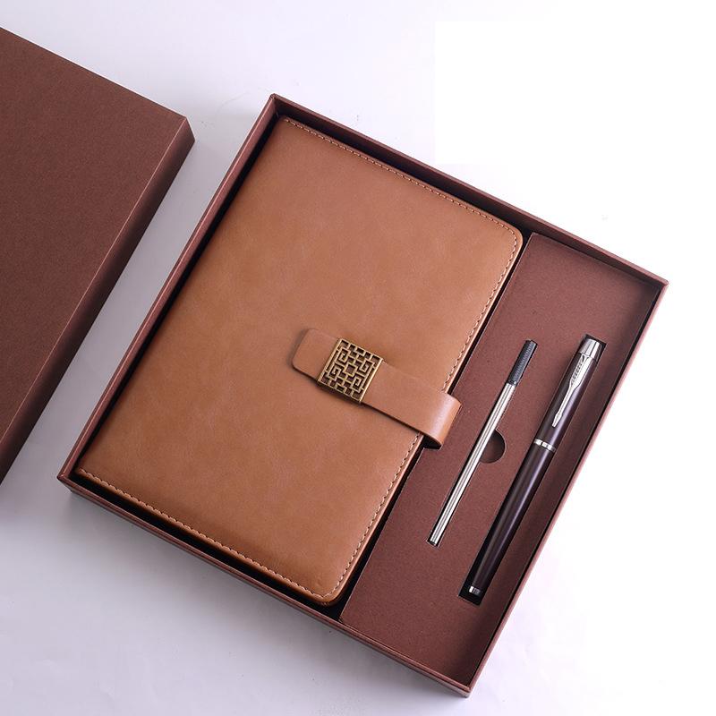 (Gratis gravering av logotyp) A5 kontorsanteckningsbok med presentförpackning, studentdagbok, handbok med spänne, mötesprotokollbok, ämnesanteckningsbok