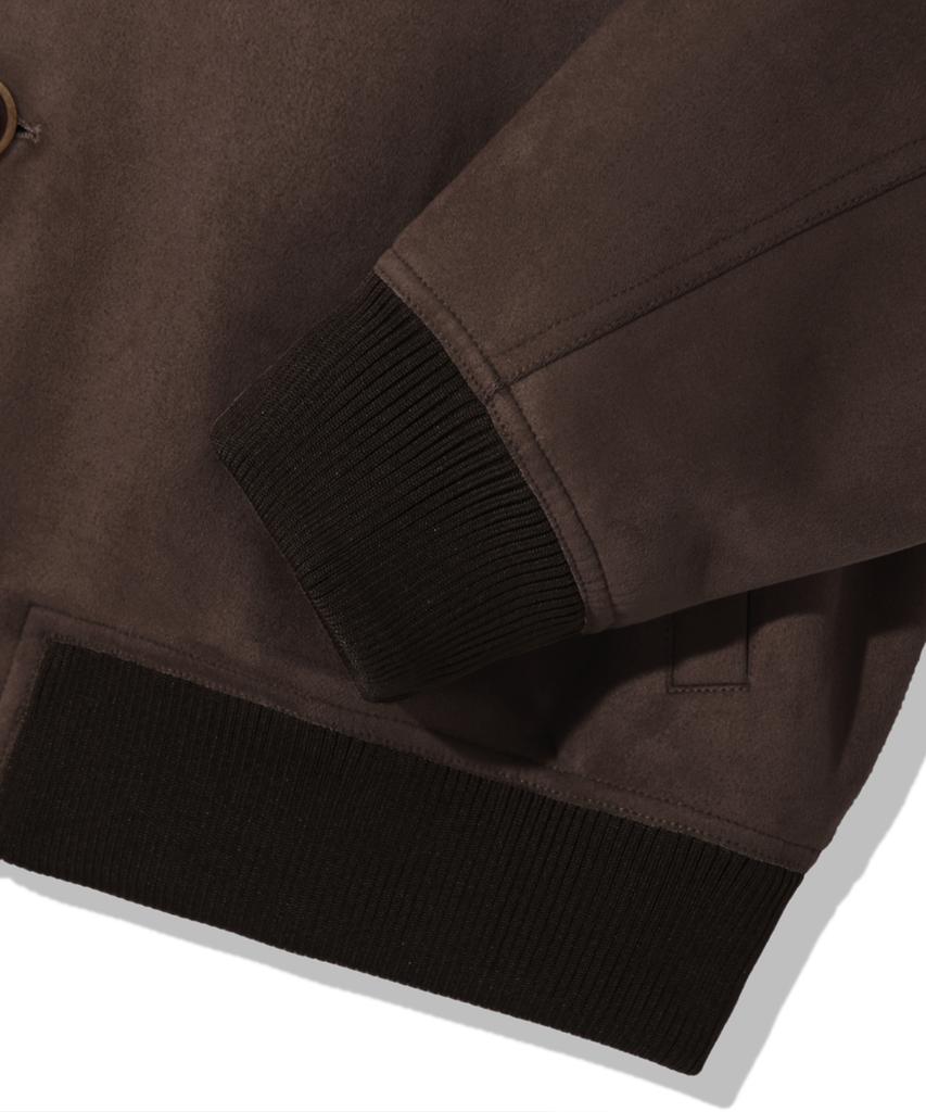 Trillion Two-Pocket Button Suede Bomber Jacket_Brown