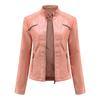 Neue Damen Freizeit Lederjacke Stehkragen Jacke Schlanke Jacke Damen Einfarbig Damen Lederjacke